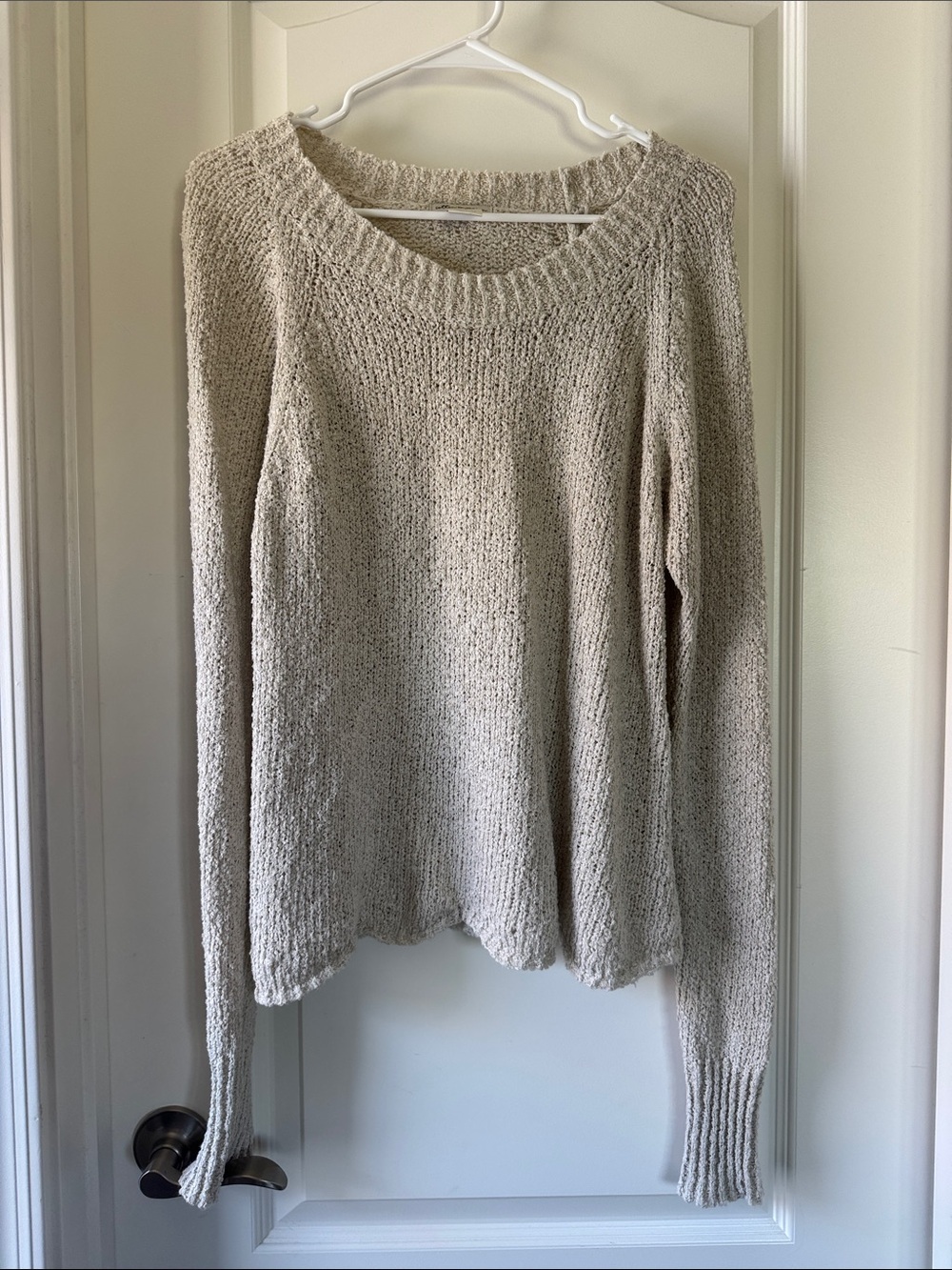 Cotton Emporium Cream Scoop Neck Lightweight Knit Sweater / C24